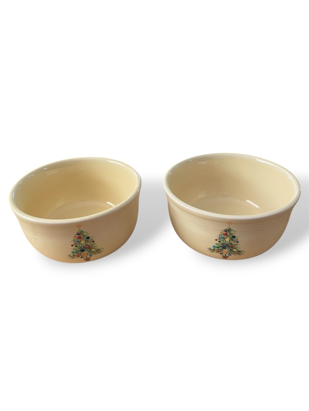 Set of 2 Fiesta Christmas Tree Soup Cereal Bowls 6" Ivory Retired USA